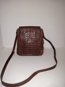 Front profile vintage Brahmin brown croc embossed