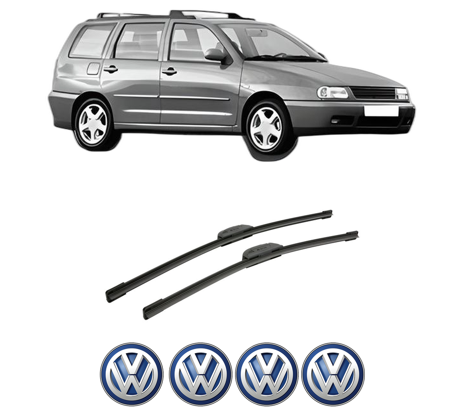 Set stergatoare auto Volkswagen POLO Variant (6V5) din 1997-2001, pentru parbriz auto, 2 bucati, Bosch Aerotwin Retrofit, din cauciuc siliconat rezistent, 4 Stickere Auto Volkswagen