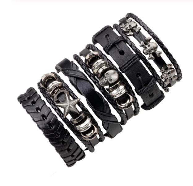 Moda Negro Cuero Aleación para Hombre Mujer Pulsera SURFERA AJUSTABLE vendedor de Reino Unido