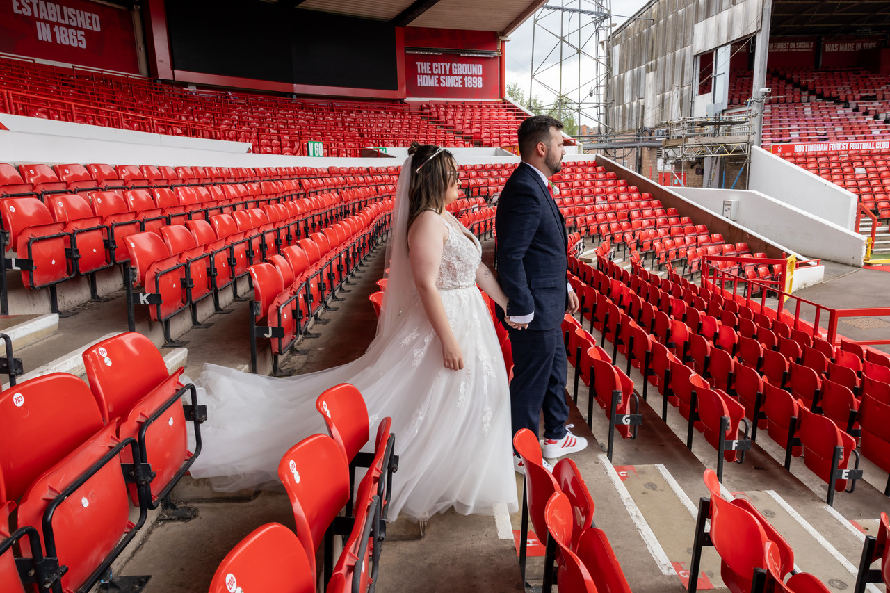 Candid moment between husband and wife