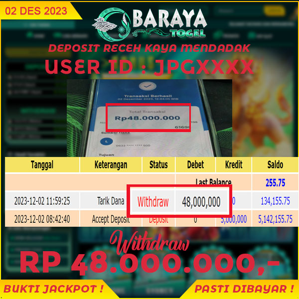 Withdraw Rp. 48.000.000,- Di Bayar Lunas!!!