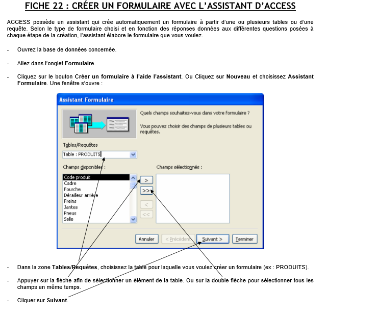 Créer un formulaire avec l'assistant d'Access