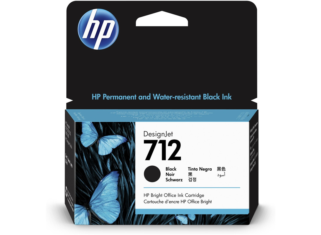 Cartucho de tinta original HP 712 de 38 ml en color negro.