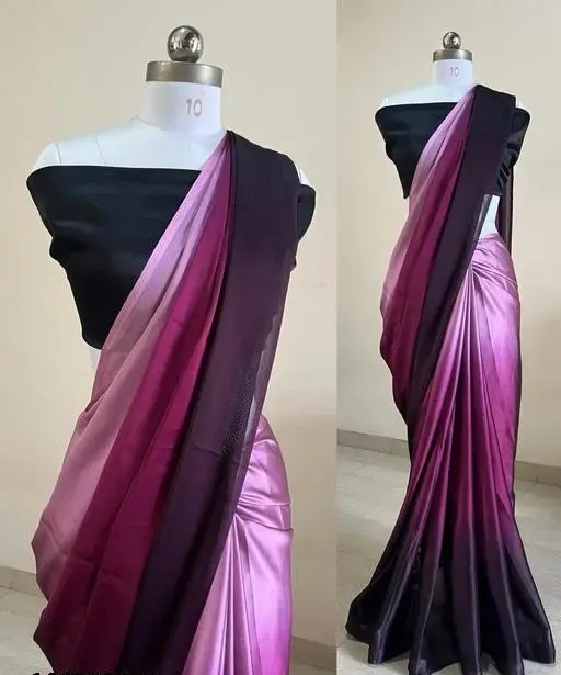 Two-Tone Georgette Purple2 Saree With Blouse (R102)