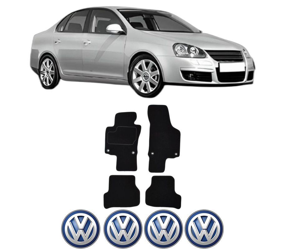 Set Covorase Presuri Volkswagen JETTA III (1K2) din 2004-2010, Auto, Material Textil Mocheta, 4 Stickere auto cu Volkswagen