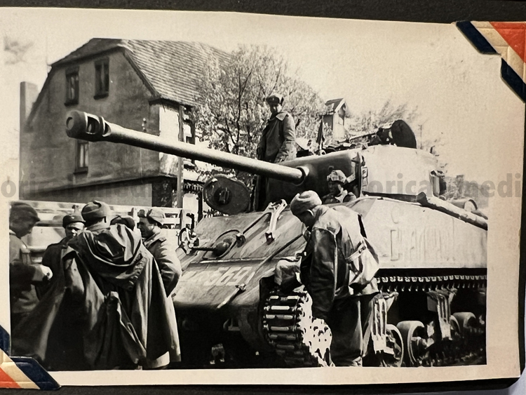 US WWII 82nd AIRBORNE PHOTO Album (4)celebrating with Russian Sherman tank crew when linking up at w