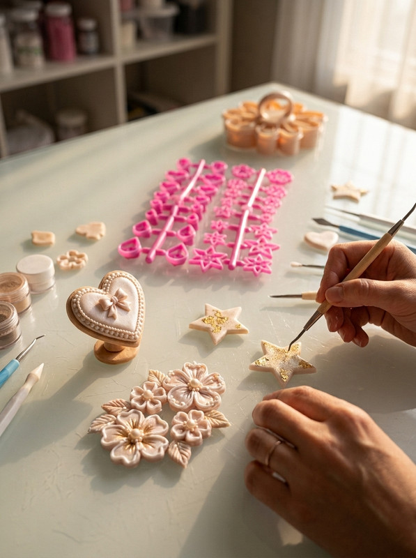 Micro sellos plásticos de flores y estrellas para texturizar foa