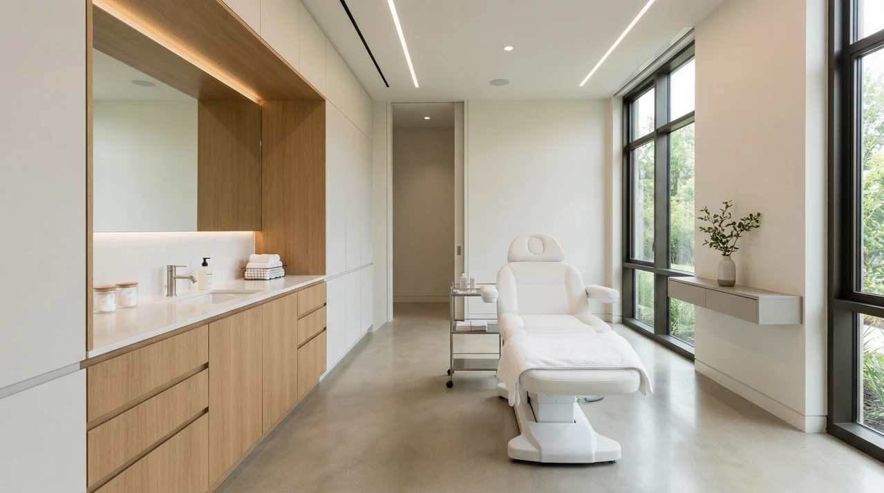 clinical treatment room with balanced layout.