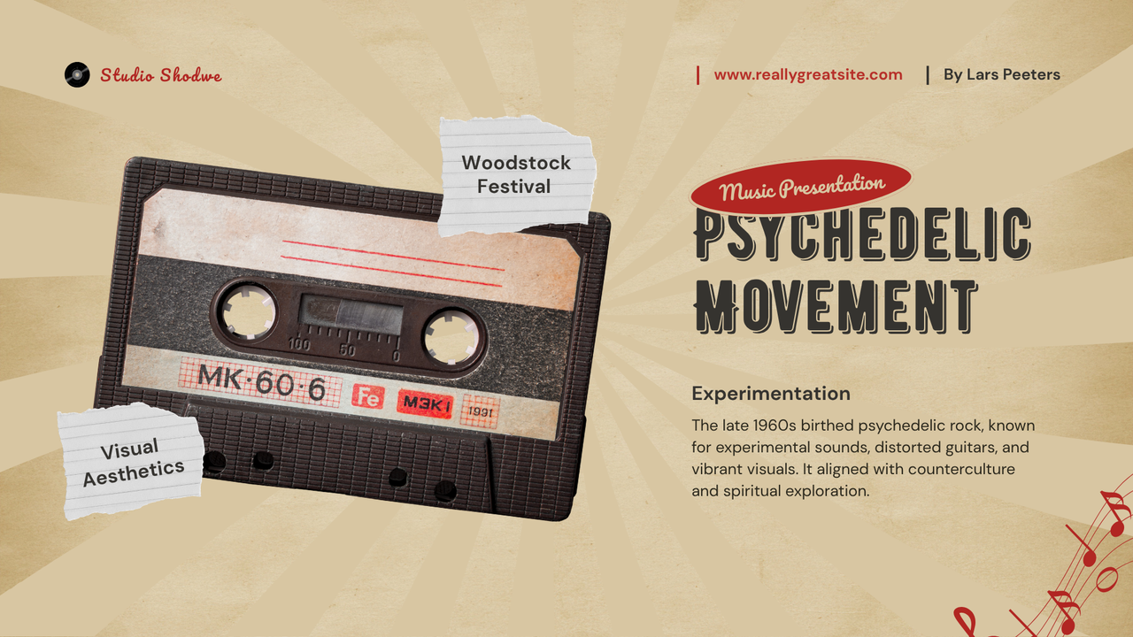 Cream Red Vintage Retro Music Presentation