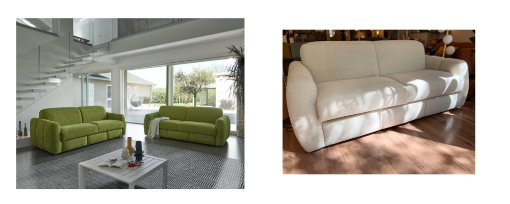 Canapé convertible Soleado Vitarelax en tissu bouclette beige — Déco Éléments Paris