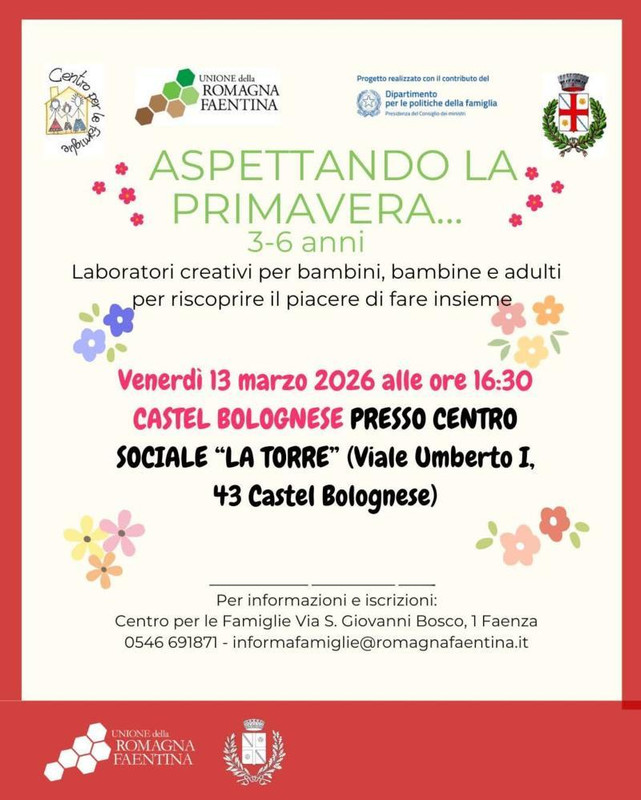 Il 13 marzo a Castel Bolognese si aspetta la primavera con laboratori creativi per i più piccoli