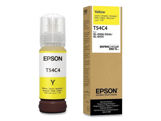 Botella de tinta original Epson UltraChrome D6R-S de color amarillo.