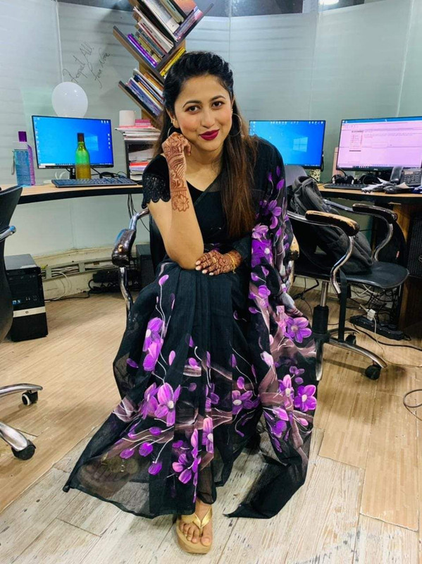 Hand Print Half Silk Sharee