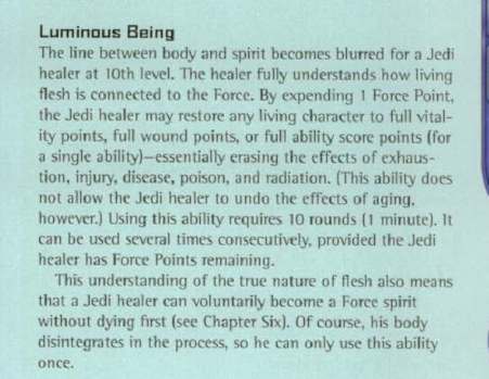 Force Healing at its pinnacle can completely revitalize someone