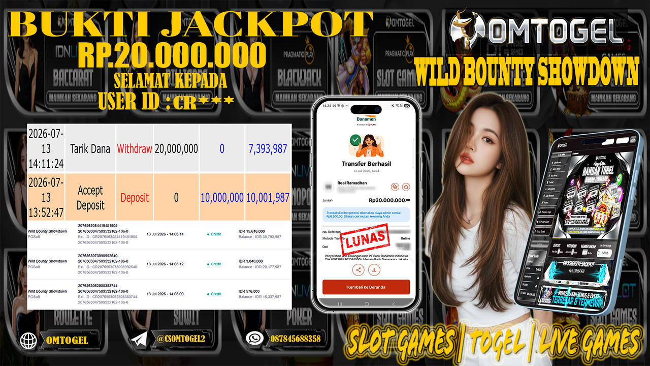 OMTOGEL JACKPOT PG SOFT WILD BOUNTY SHOWDOWN Rp.20,000,000,- DIBAYAR LUNAS