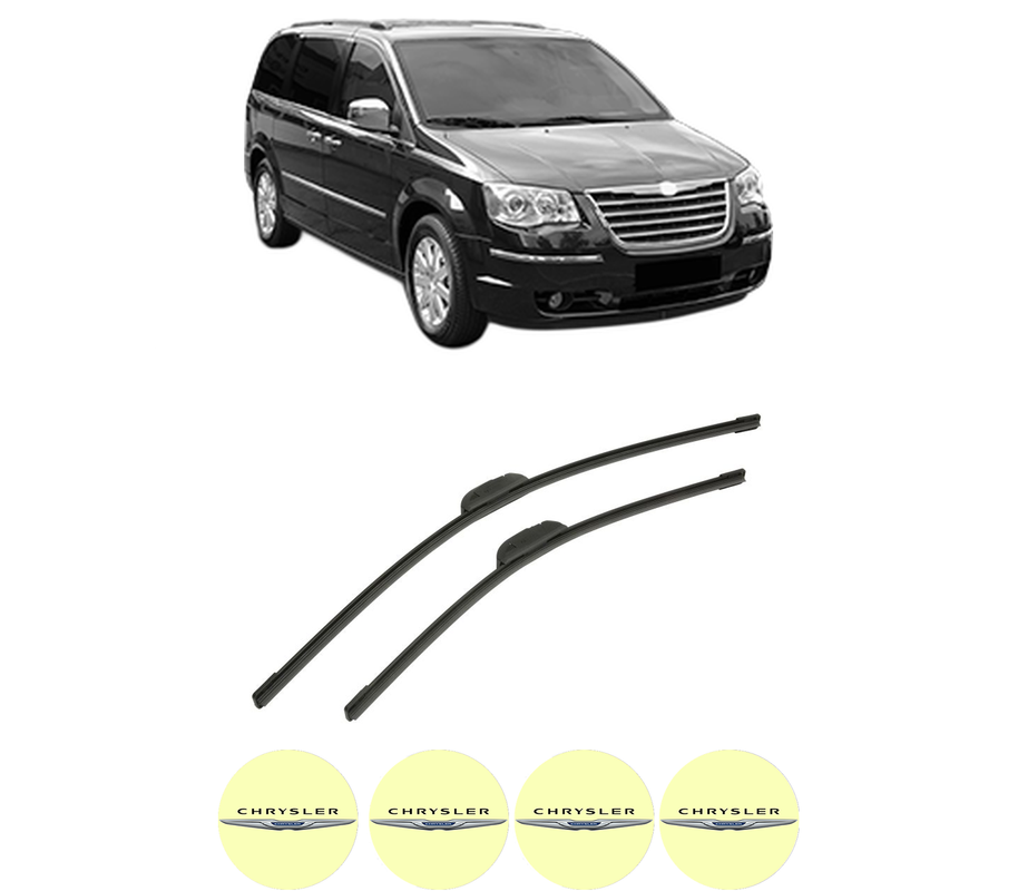 Set stergatoare auto CHRYSLER GRAND VOYAGER V (RT) din 2008-2011, pentru parbriz auto, 2 bucati, Bosch Aerotwin Retrofit, din cauciuc siliconat rezistent, 4 Stickere Auto CHRYSLER