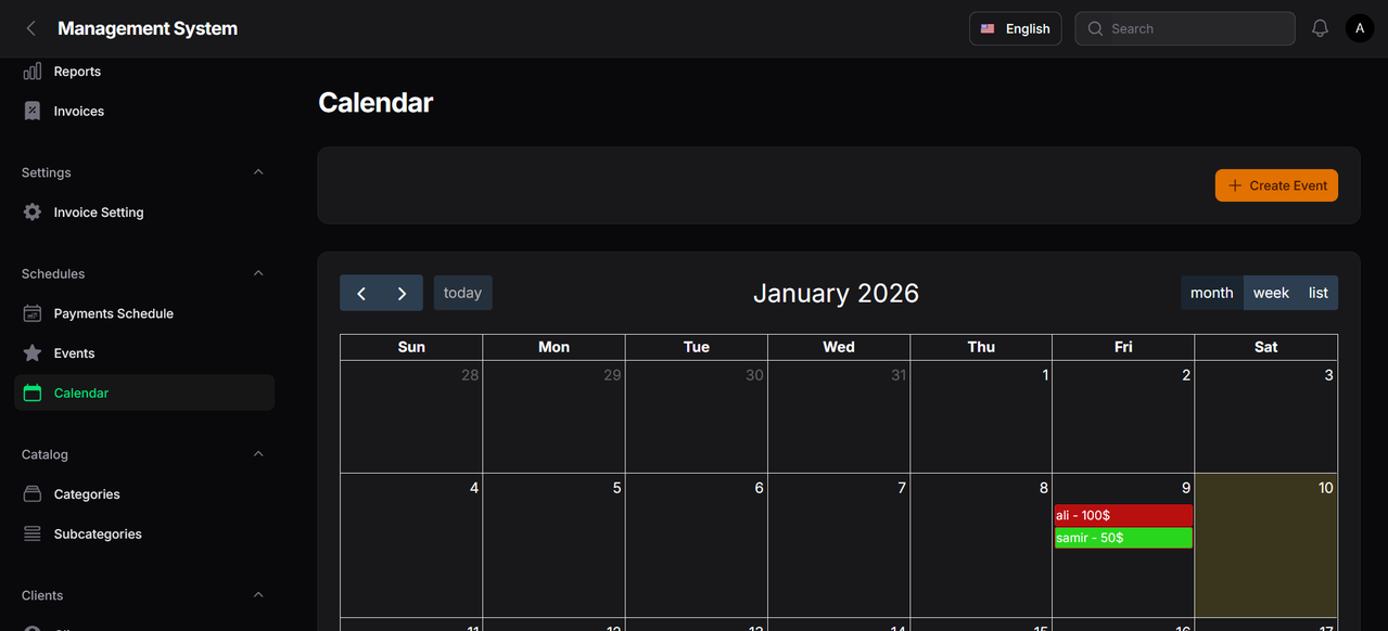 full calendar