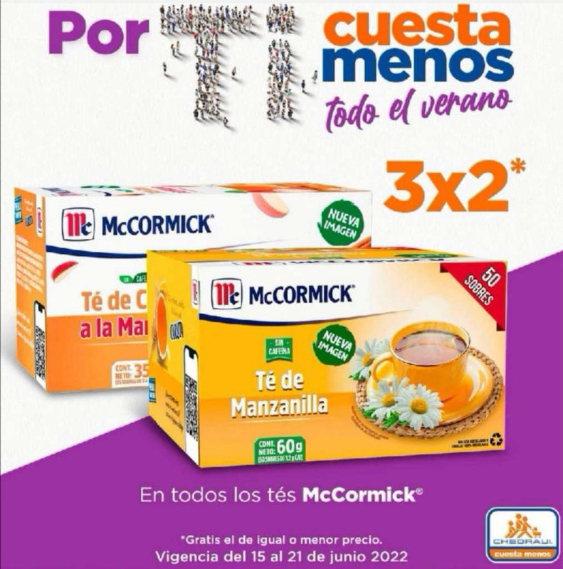 Chedraui: 3 x 2 en todos los Tés McCormick 