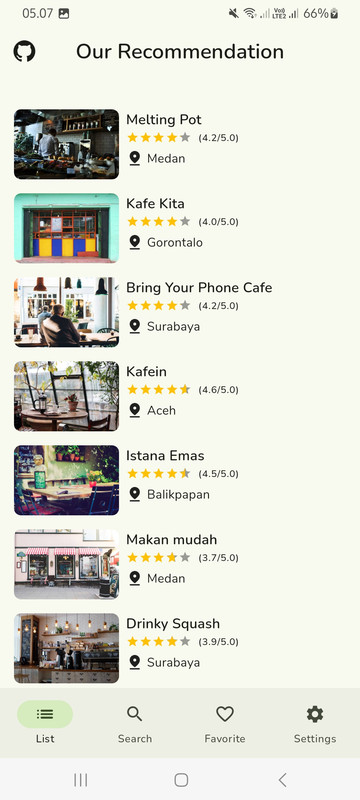 List Screen (Light Mode)