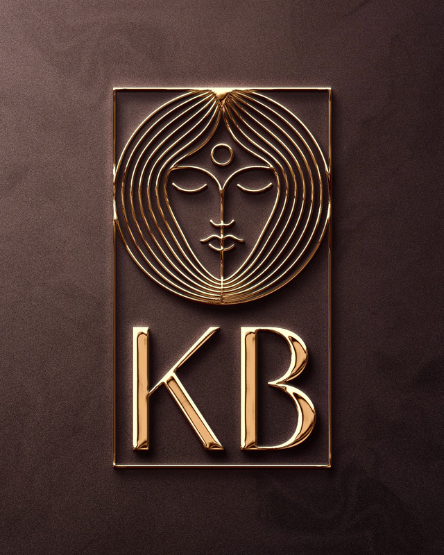 Projekt logo premium — złoty monogram KB z portfolio Skubi Art