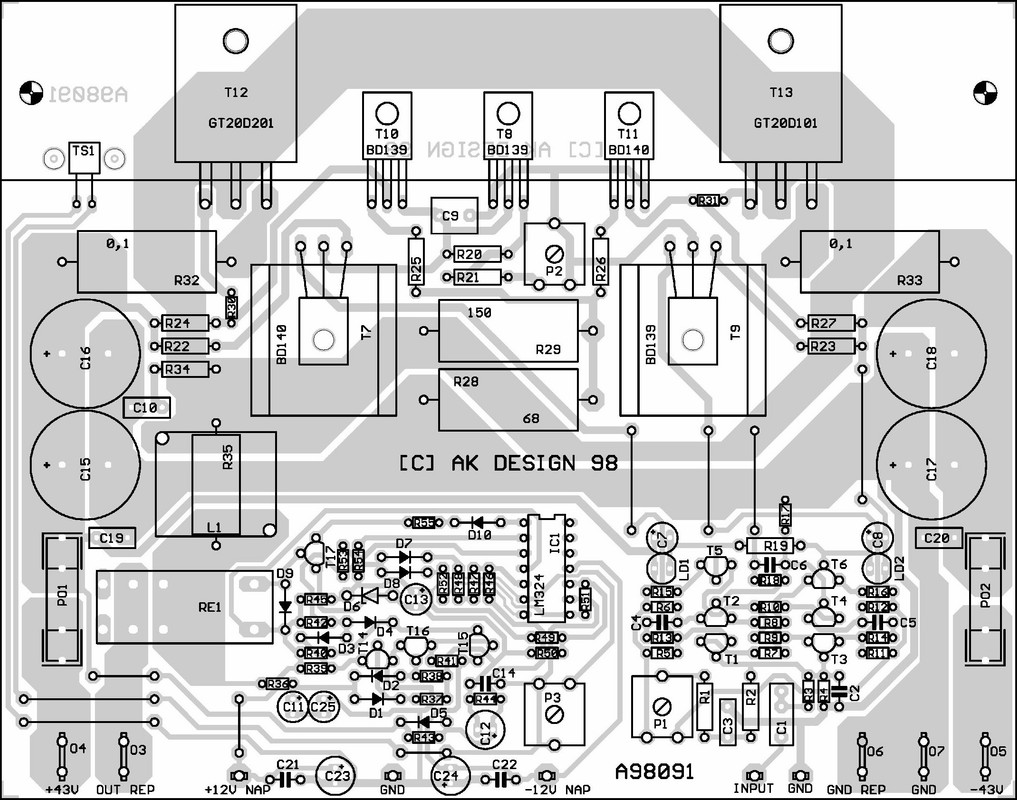 Rozložení součástek na desce plošného spoje konc