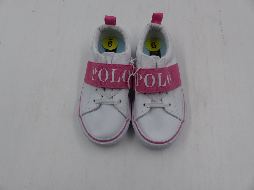 POLO RALPH LAUREN GIRLS WHITE AND PINK SLIP ON SHOE SIZE 8