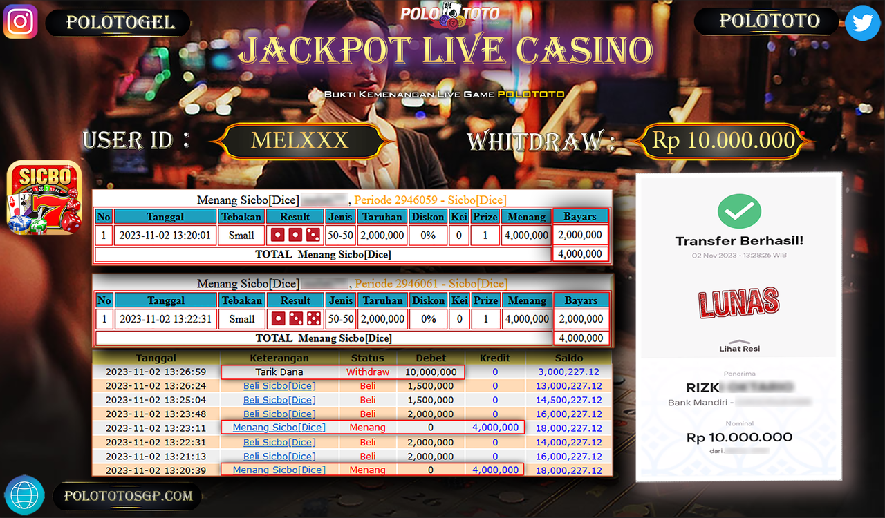 HANYA DIPOLOTOTO JACKPOT BERAPAPUN DIBAYAR LUNAS!!!