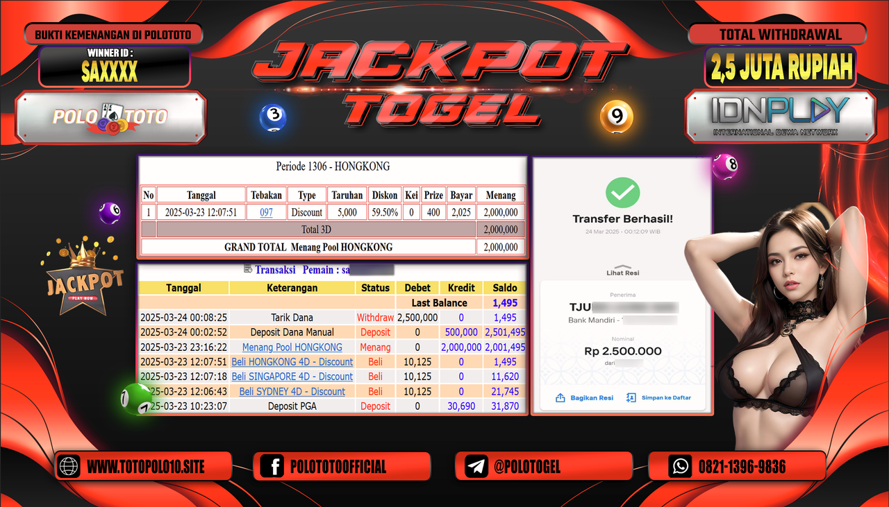 POLOTOTO JACKPOT TOGEL PASARAN HONGKONG Rp.2.500.000,-