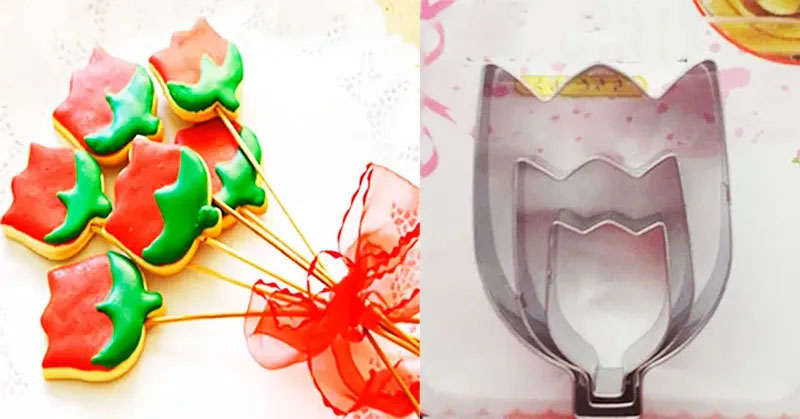 Set Cortador en acero de Flores Tulipan