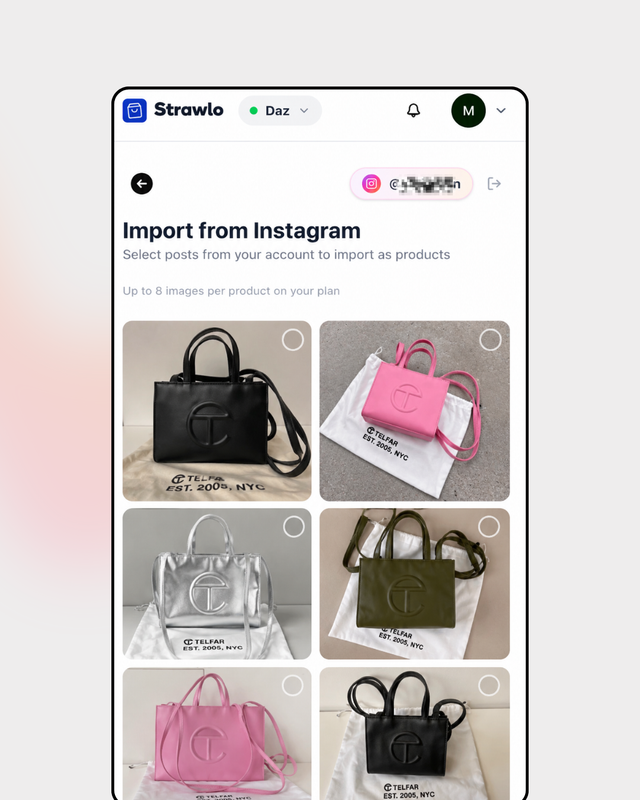 step 2 to connect your instgarm account to strawlo