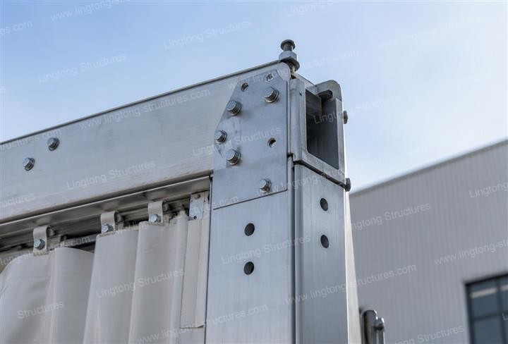 Aluminum frame structure of warehouse tent with anodized anti-corrosion treatment