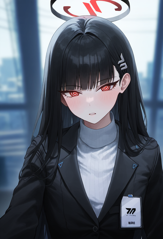 depth of field, 1girl, rio (blue archive), {{{flat chest}}}, black suit, blue ar s-2139082266