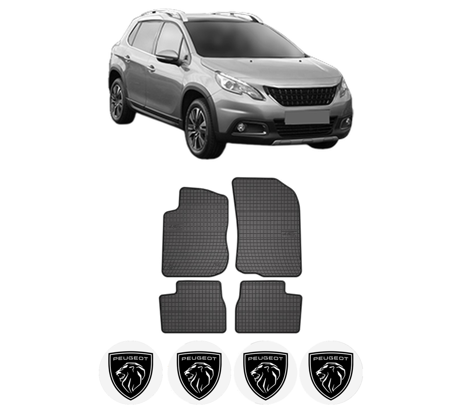 Set covorase presuri PEUGEOT 2008 I Van (CU_) din 2018-2019, auto, din cauciuc thermoplastic, 4 Stickere auto cu PEUGEOT