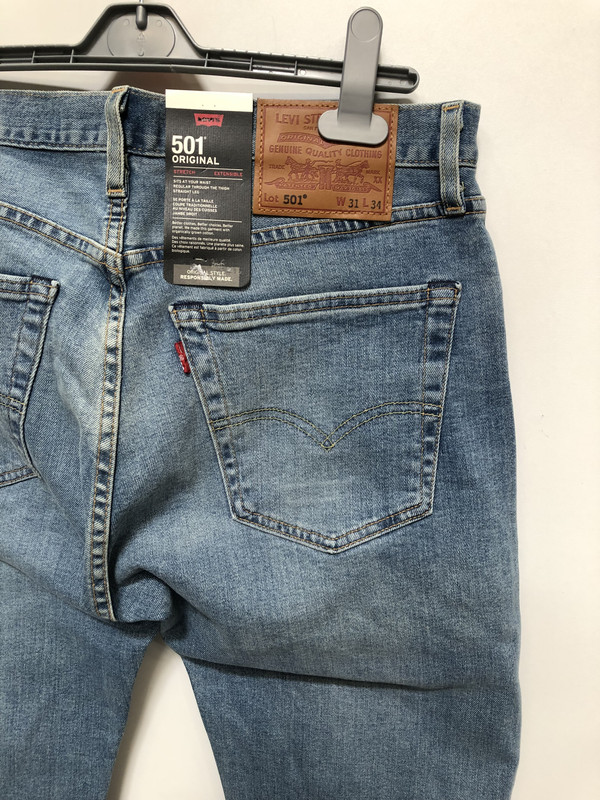 Levi's Herren Jeans 501 Original Fit Jeans, Hellblau, W34 L34 - Picture 5 of 6