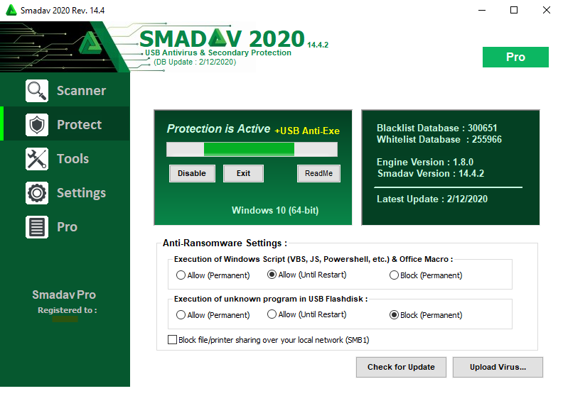 اليكم برنامج حماية من مخاطر الفيروسات الخبيثه USB للفلاشه وقرص محمول Smadav 2020 Pro 14.4 Smadav3