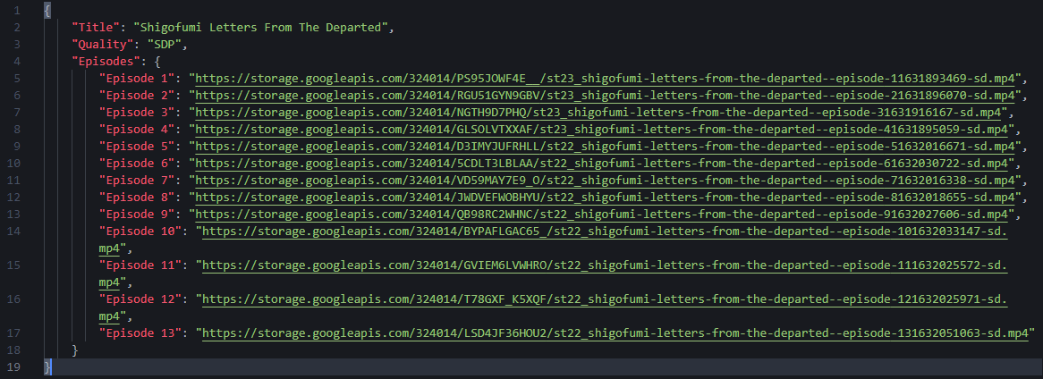 Shigofumi Letters from the Departed Generated anime links with JS0Nime