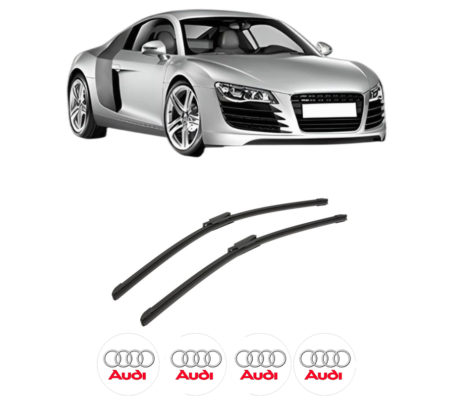 Set stergatoare auto AUDI R8 (422, 423) din 2007-2015, pentru parbriz auto, 2 bucati, Bosch Aerotwin, din cauciuc siliconat rezistent, 4 Stickere Auto AUDI