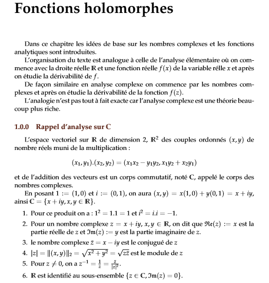 les fonctions holomorphes