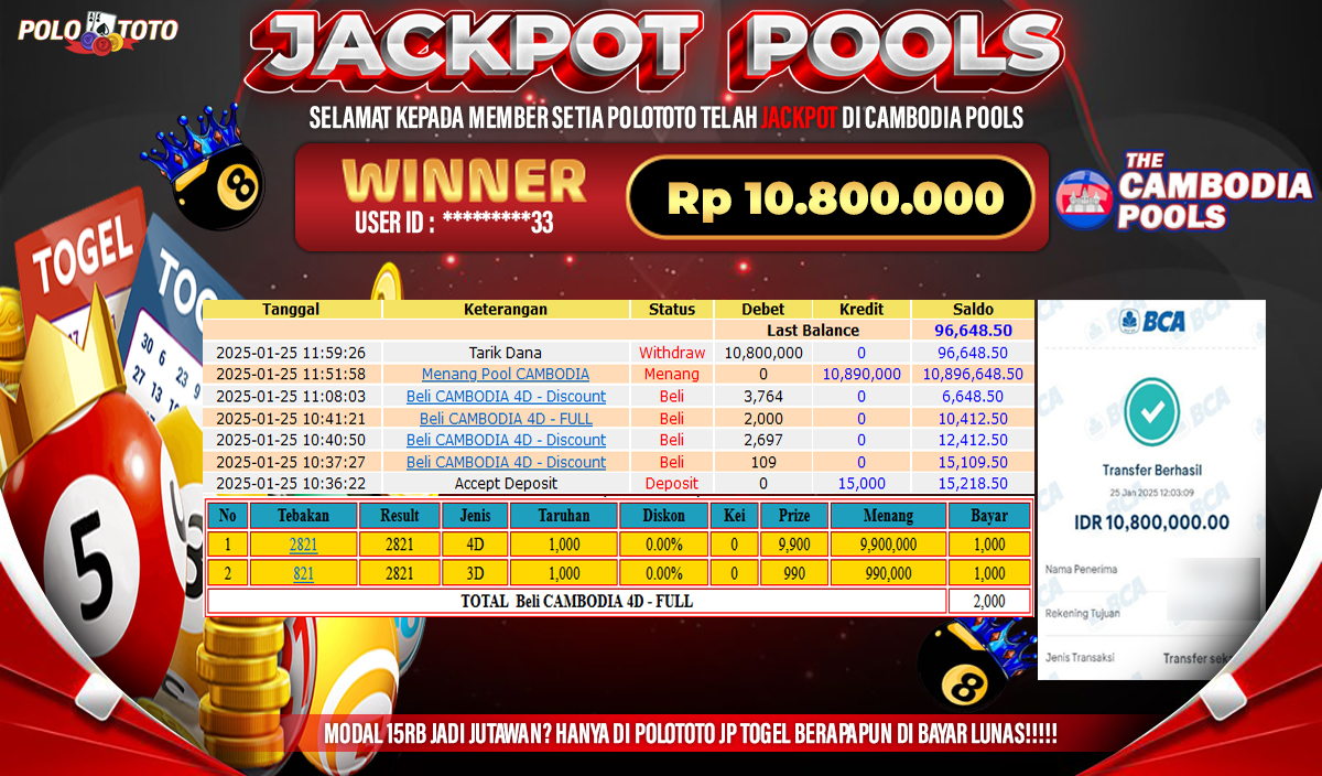 POLOTOTO JACKPOT TOGEL CAMBODIA Rp.10,800.000,- 