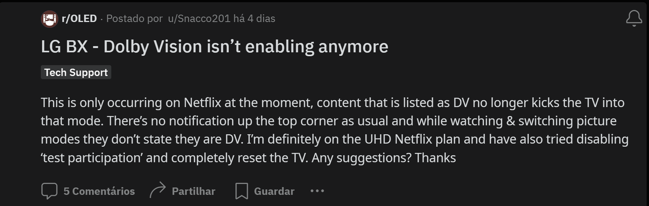 Netflix sem Dolby Vision. Bug ou corte de custos? 