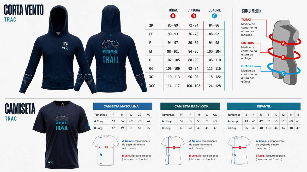 Guia de tamanhos camiseta Paulo Lopes Trail Run 2027