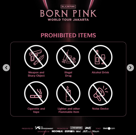 Barang yang tidak boleh dibawa saat Konser BLACKPINK.