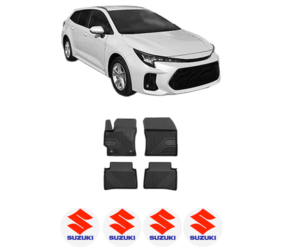 Set covorase presuri SUZUKI SWACE (AMZ_) din 2020-2023, auto, din cauciuc thermoplastic, 4 Stickere auto cu SUZUKI
