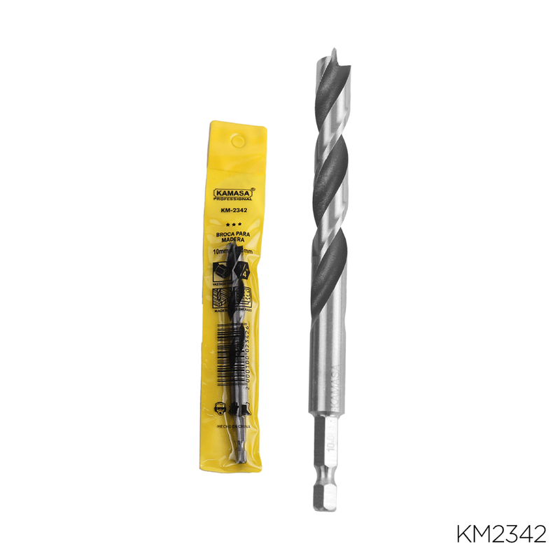 BROCA PARA MADERA CON VASTAGO HEX 1/4" X 10mm KAMASA