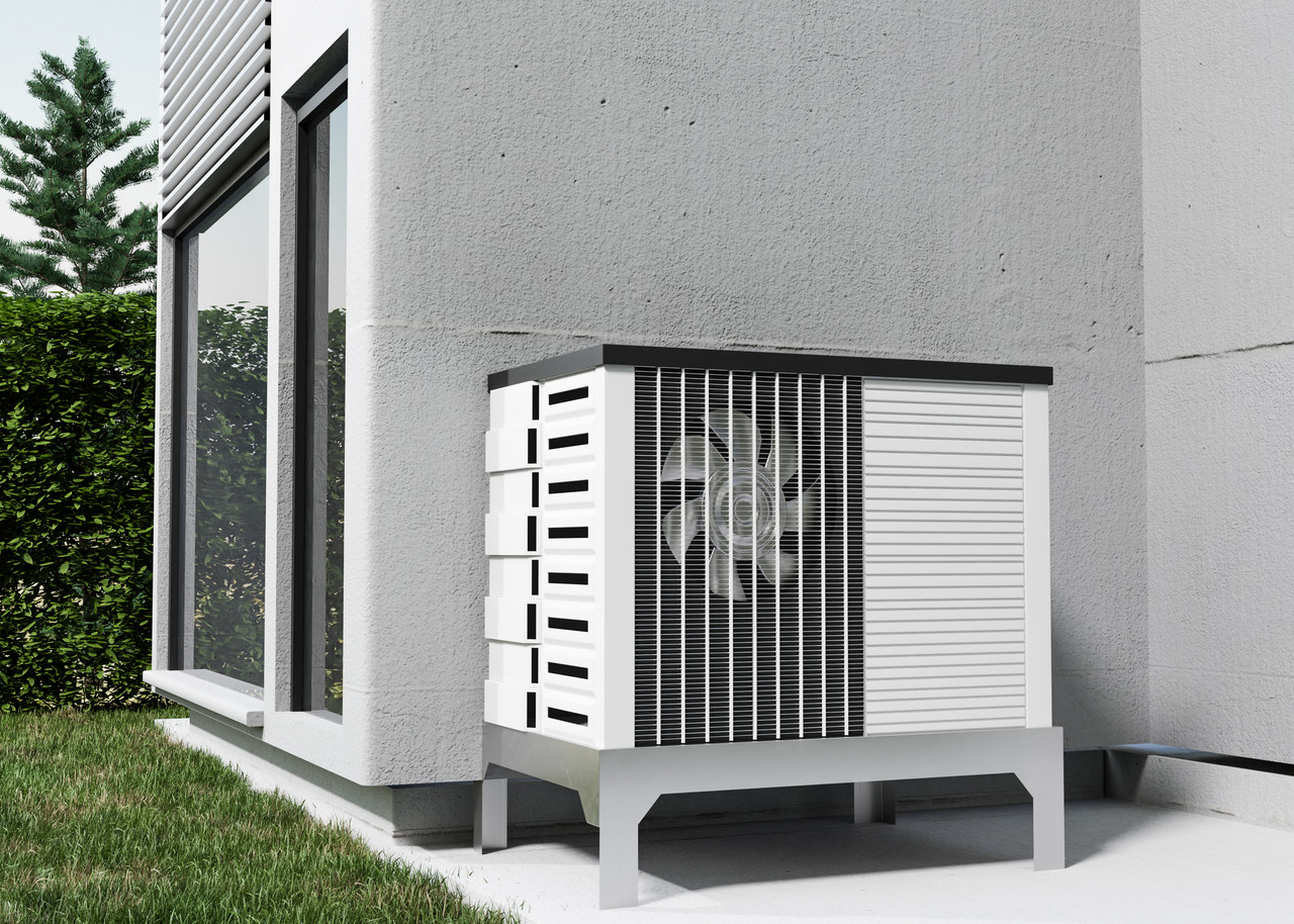 close up heat pump outside home (3)