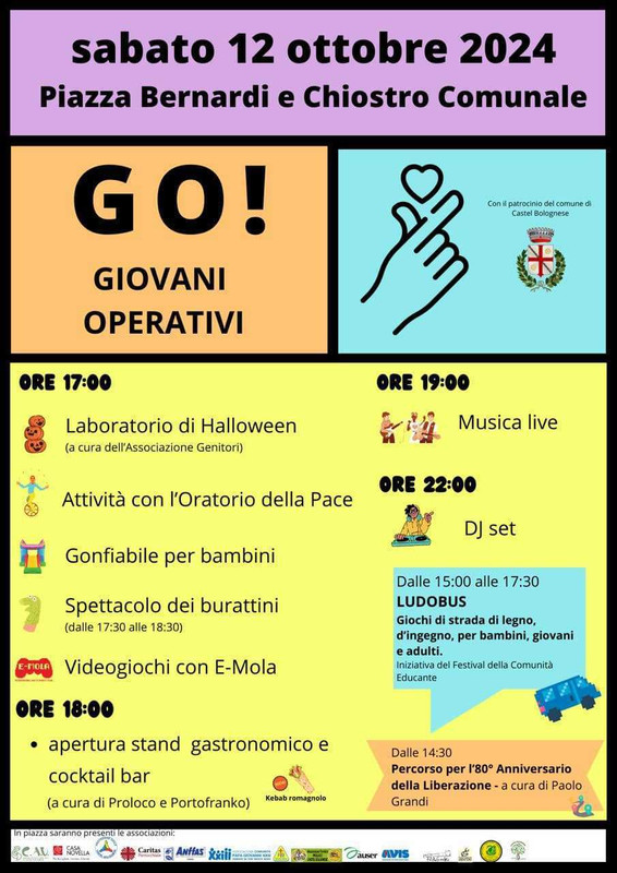 Sabato 12 ottobre Castel Bolognese si prepara ad accogliere l’iniziativa “Go! Giovani Operativi”