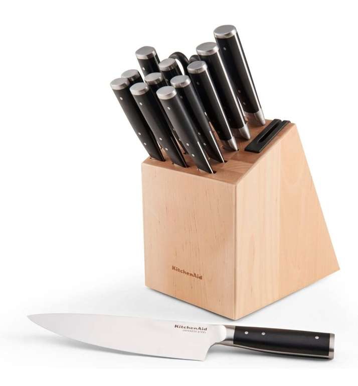 Amazon: Kitchenaid - Bloque de cuchillos KitchenAid de 14 pz de acero japonés, con afilador | Precio aplicando cupón del vendedor 
