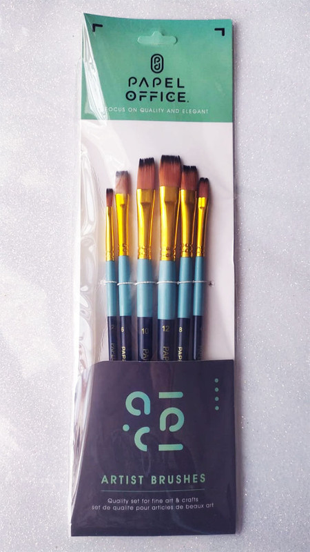 Set Pinceles planos cincel para acuarela oleos acrílicos x 6 pz