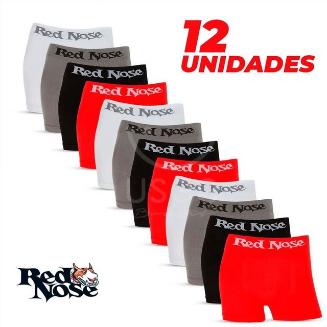 Kit 12 Cuecas Boxer Red Nose, Masculino