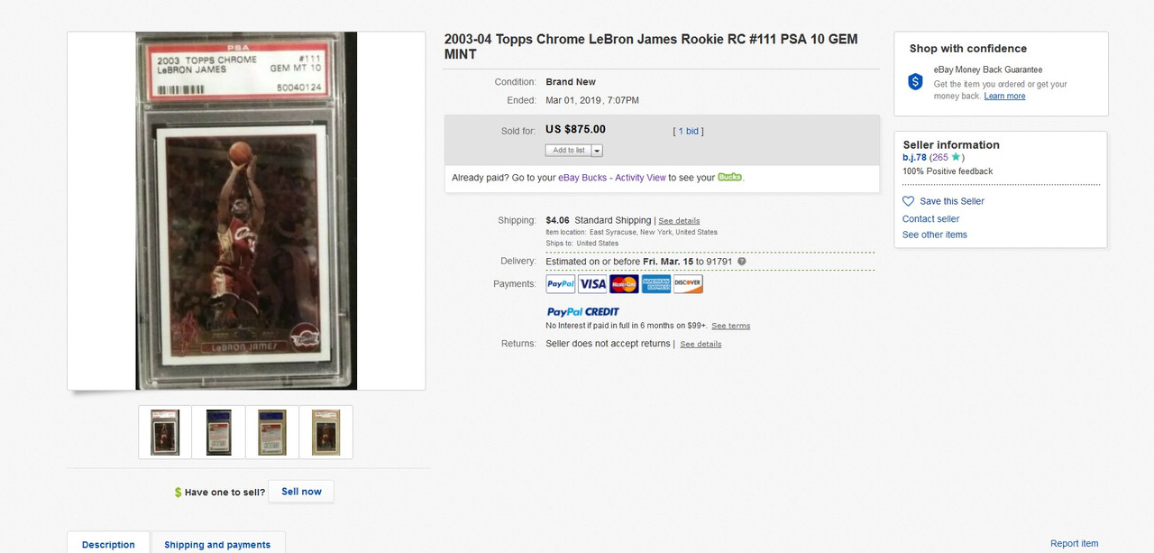 2003-04 Topps Chrome Lebron James PSA 10